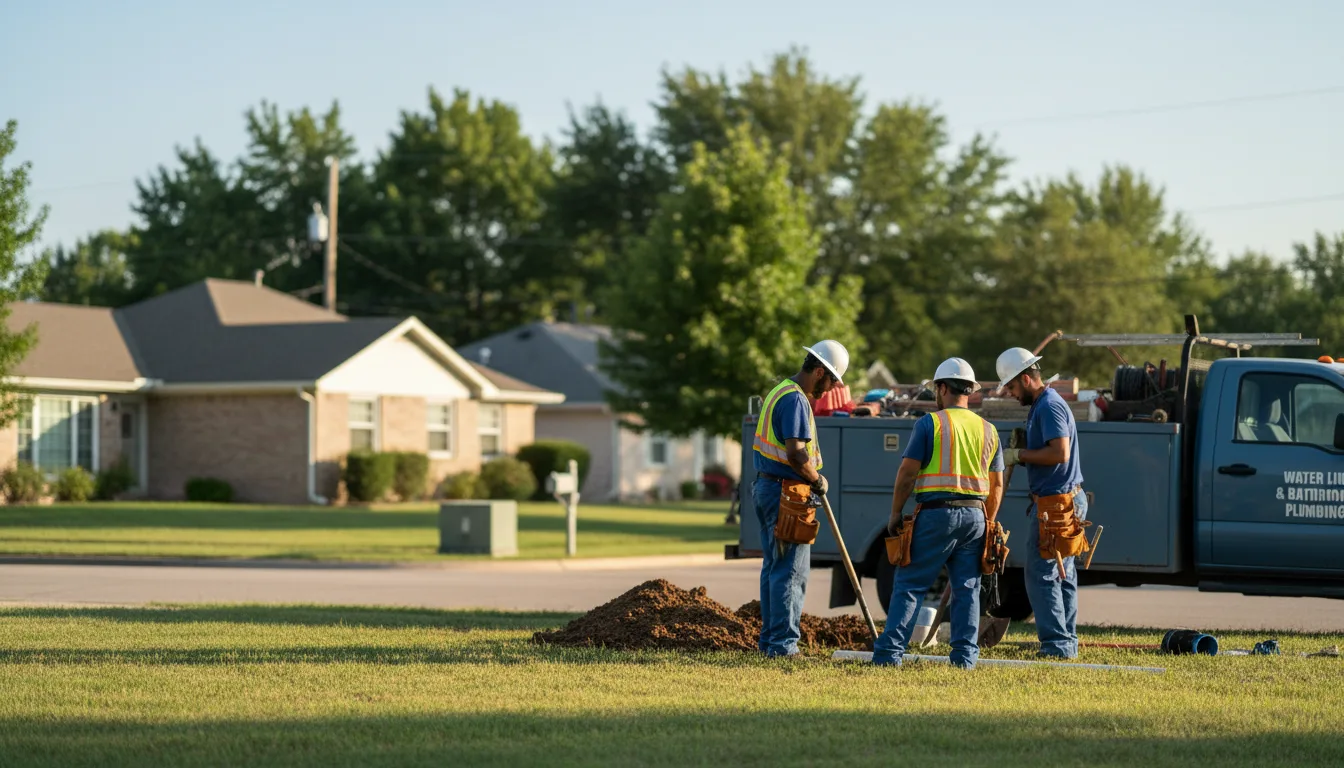 Residential water line and bathroom plumbing service in Edgewood, TX